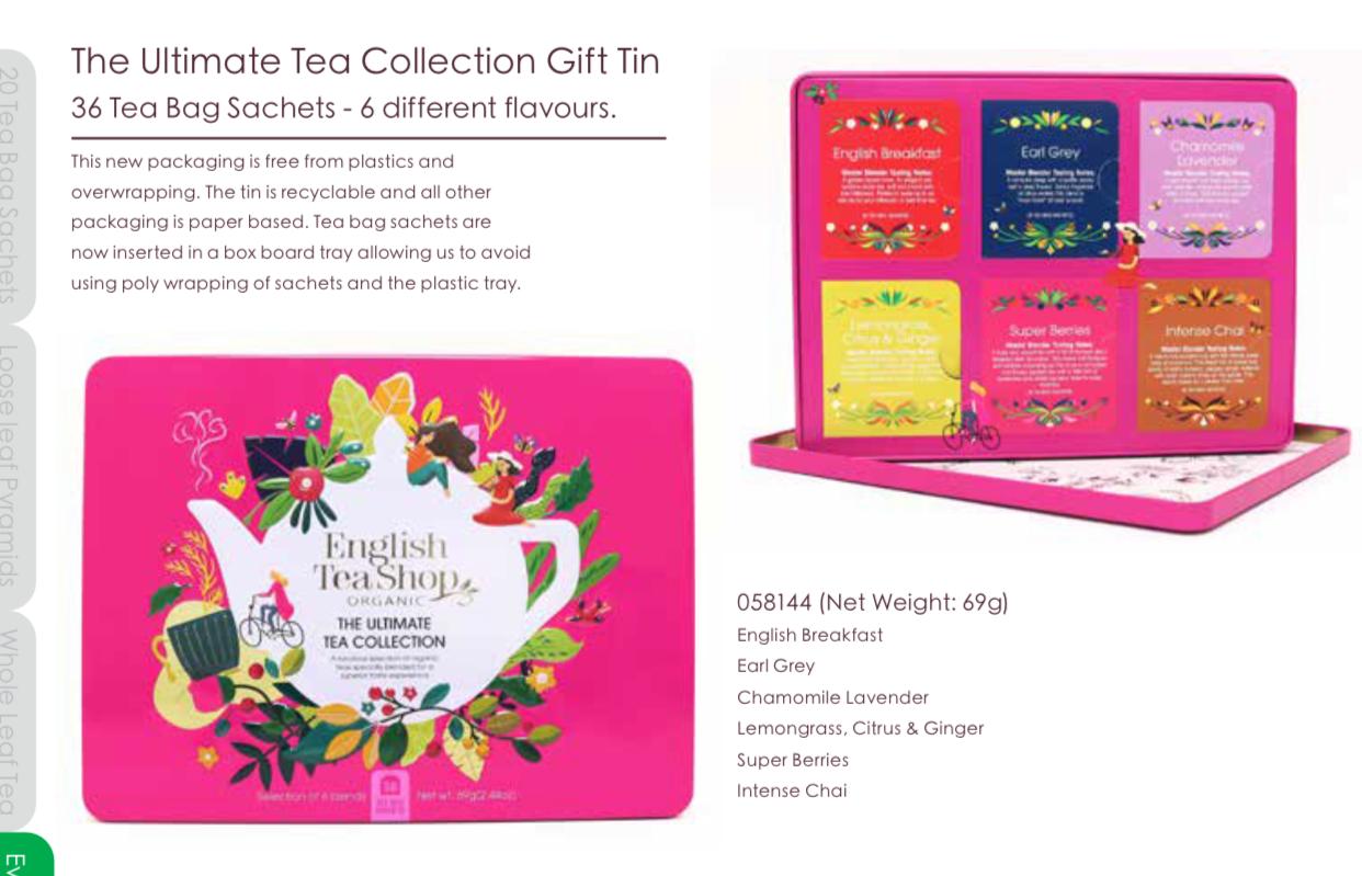 English Tea Shop Organic Ultimate Tea Collection Gift Tin (Pink) - 36 Tea Bag Sachets