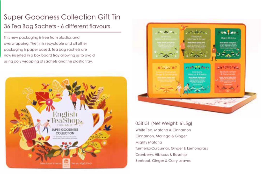 English Tea Shop Organic Super Goodness Collection Gift Tin (Gold) - 36 Tea bag Sachets